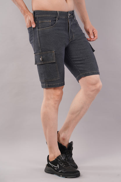 Men Denim Cargo Shorts (CS2020_GREY)