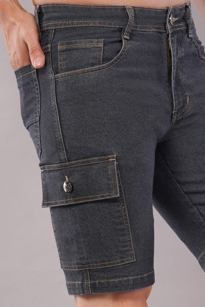 Men Denim Cargo Shorts (CS2020_GREY)