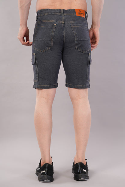 Men Denim Cargo Shorts (CS2020_GREY)