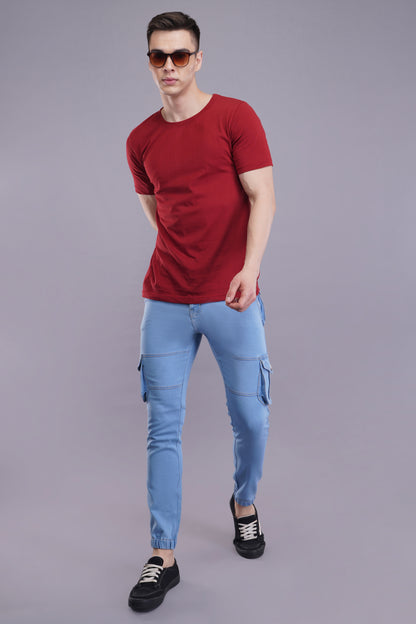 Men's Denim Cargo Jeans ( 5004_Ice-Blu )