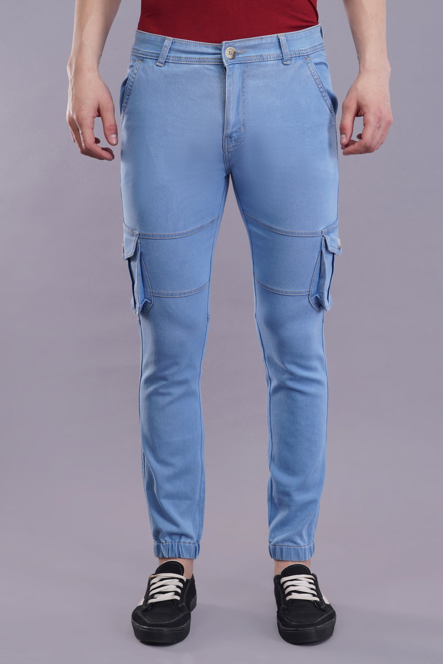 Men's Denim Cargo Jeans ( 5004_Ice-Blu )