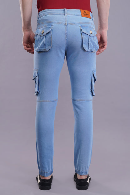 Men's Denim Cargo Jeans ( 5004_Ice-Blu )