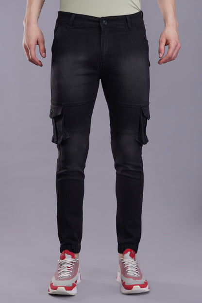 Men's Denim Cargo Jeans ( 5005_Blackwash )