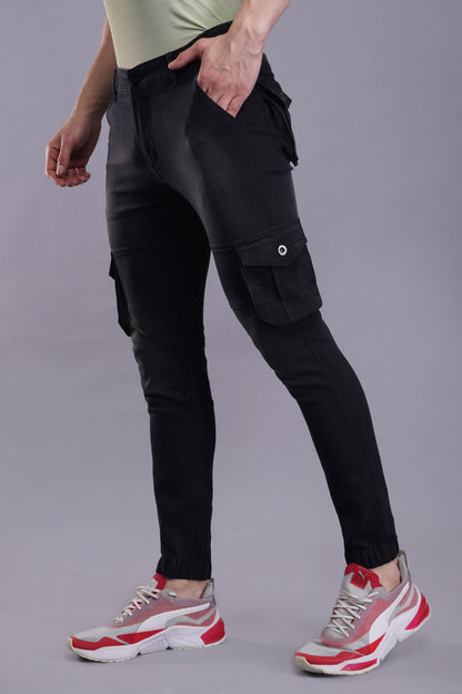Men's Denim Cargo Jeans ( 5005_Blackwash )