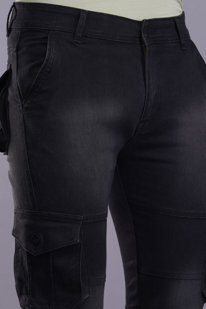 Men's Denim Cargo Jeans ( 5005_Blackwash )
