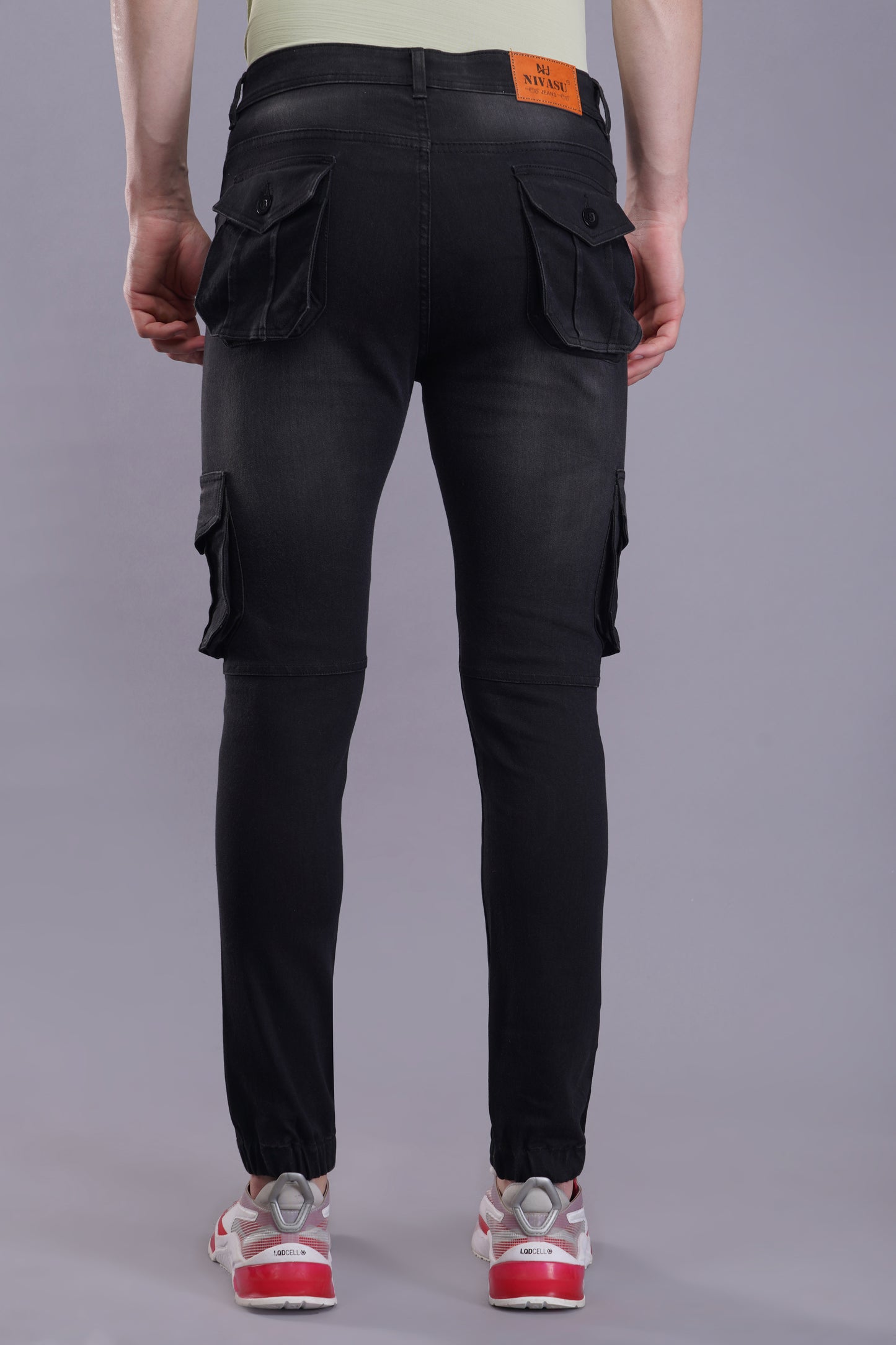 Men's Denim Cargo Jeans ( 5005_Blackwash )