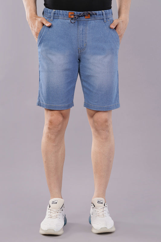 Men Denim Shorts with Drawstring Closure