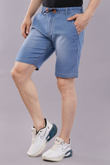 Men Denim Shorts with Drawstring Closure