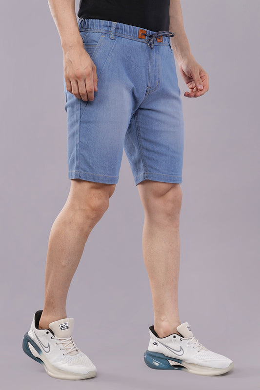 Men Denim Shorts with Drawstring Closure