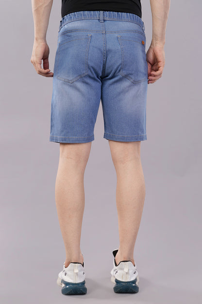 Men Denim Shorts with Drawstring Closure