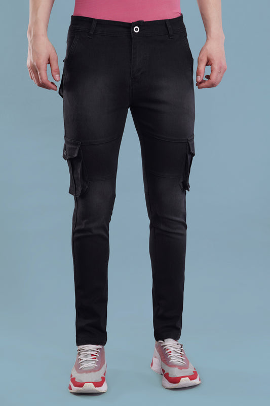 Men's Denim Cargo Jeans ( 6005_Blackwash )