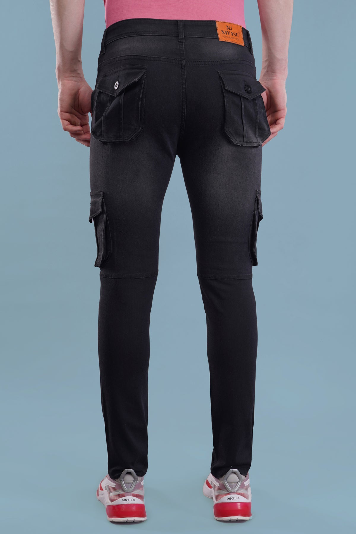 Men's Denim Cargo Jeans ( 6005_Blackwash )