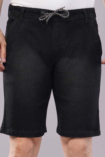 Men Denim Shorts with Drawstring Closure
