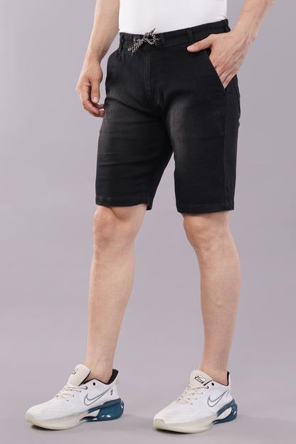 Men Denim Shorts with Drawstring Closure