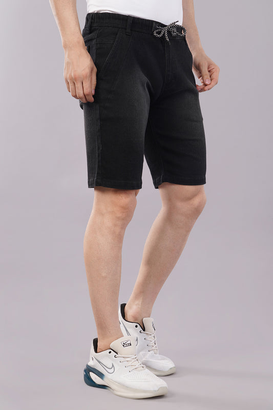Men Denim Shorts with Drawstring Closure