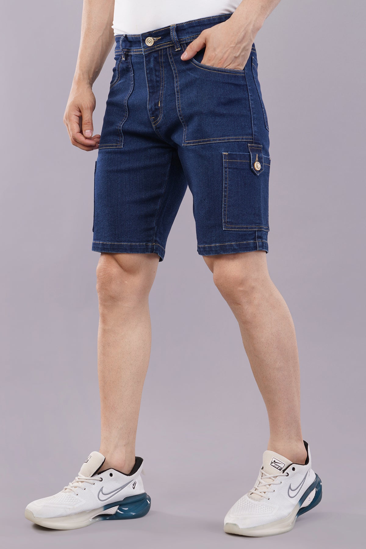 Men Denim Cargo Shorts