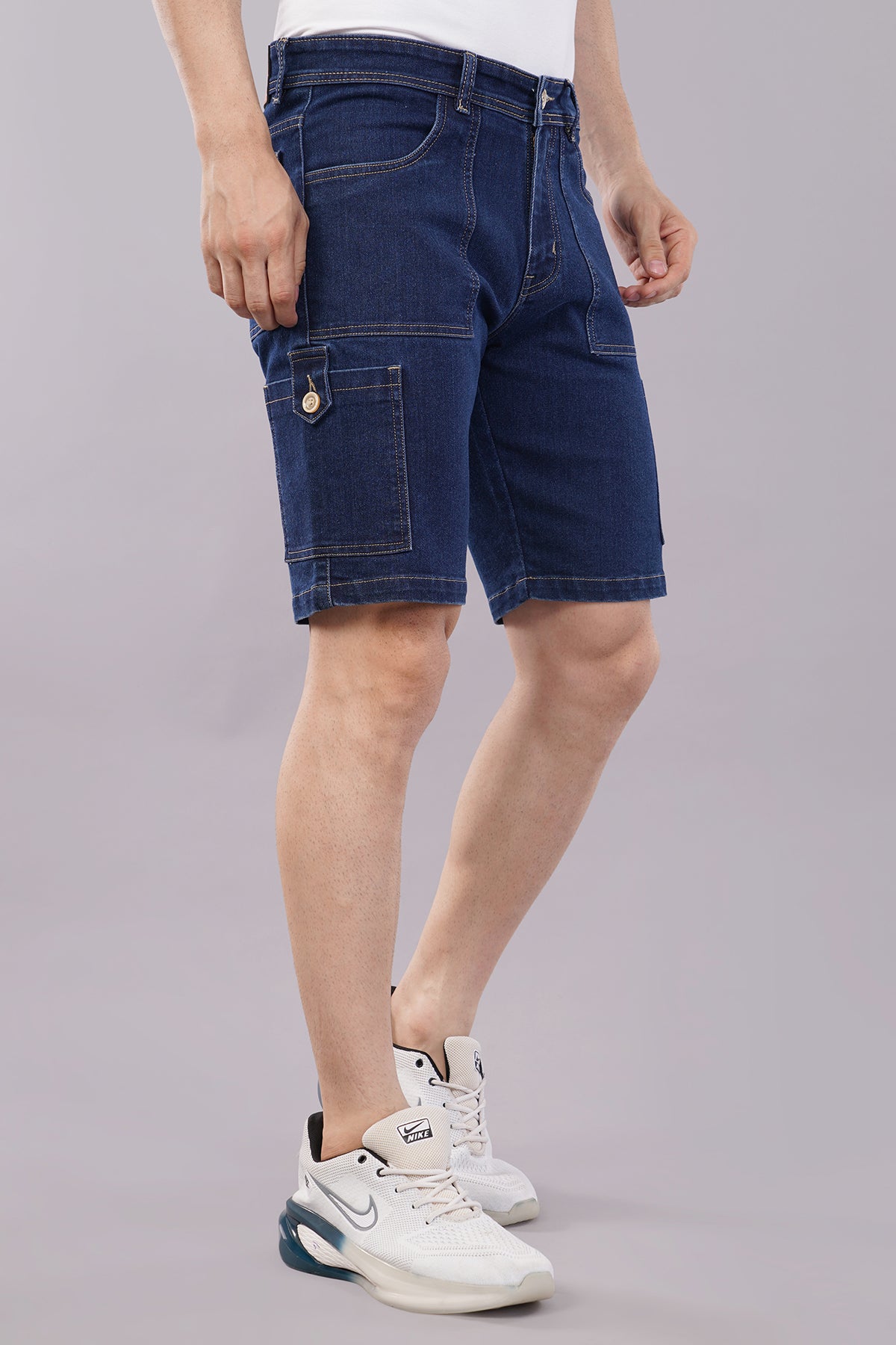 Men Denim Cargo Shorts