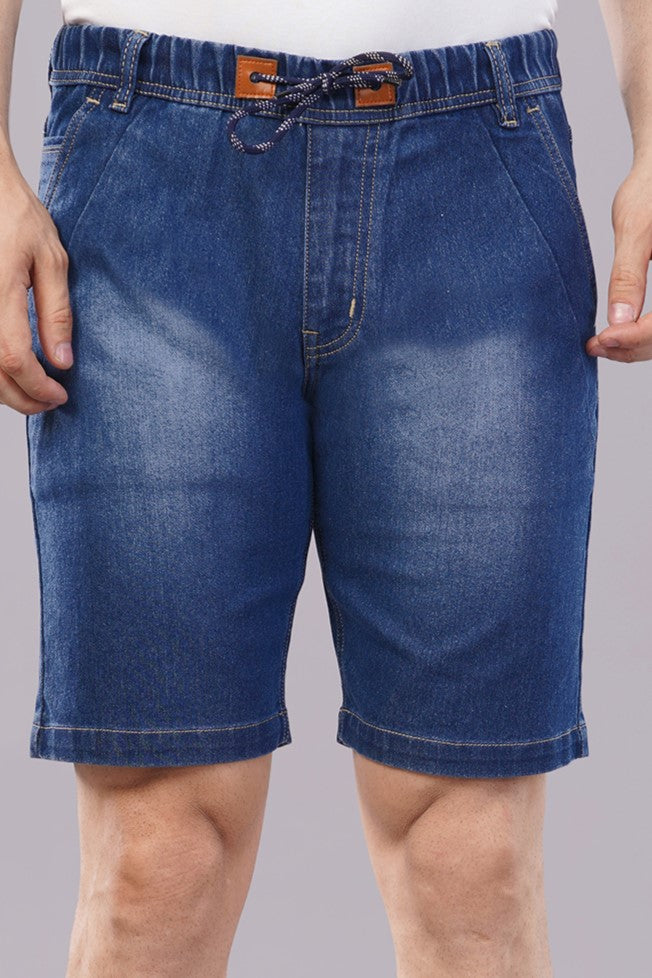 Men Denim Shorts with Drawstring Closure