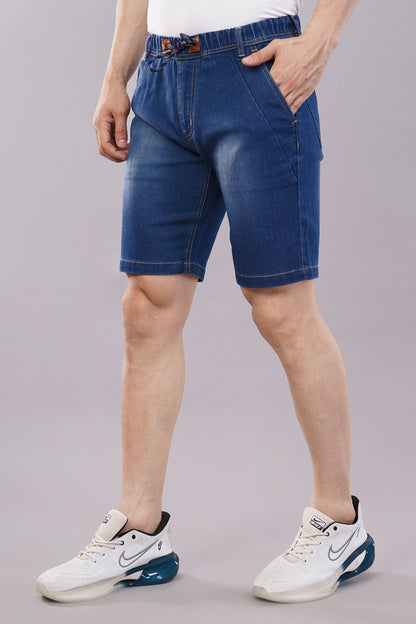 Men Denim Shorts with Drawstring Closure