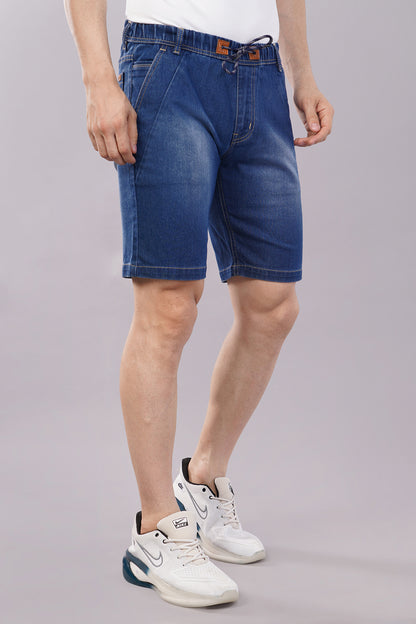 Men Denim Shorts with Drawstring Closure