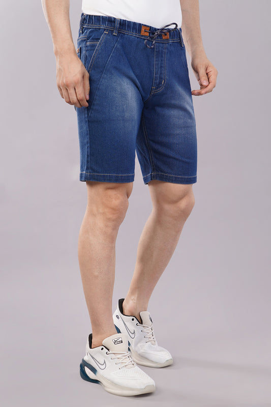 Men Denim Shorts with Drawstring Closure