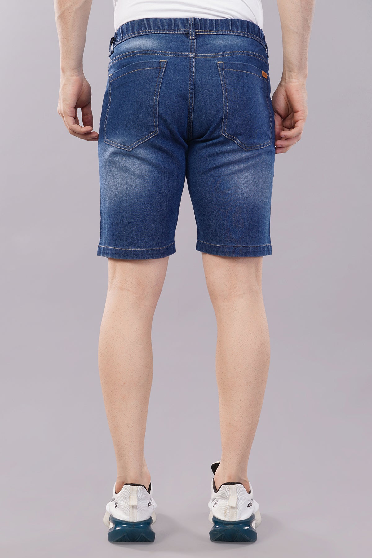 Men Denim Shorts with Drawstring Closure