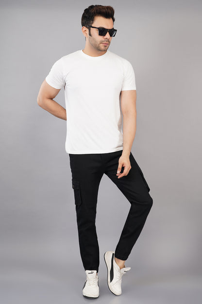Men's Denim Cargo Jogger ( 3011_Black)