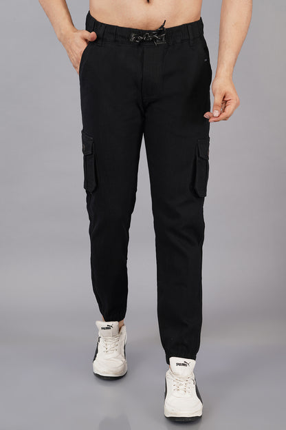 Men's Denim Cargo Jogger ( 3011_Black)