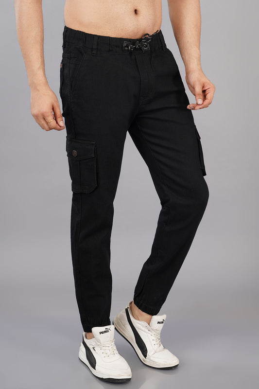 Men's Denim Cargo Jogger ( 3011_Black)
