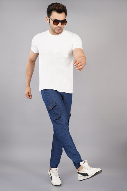 Men's Denim Cargo Jogger ( 3013_Dark-Blu)