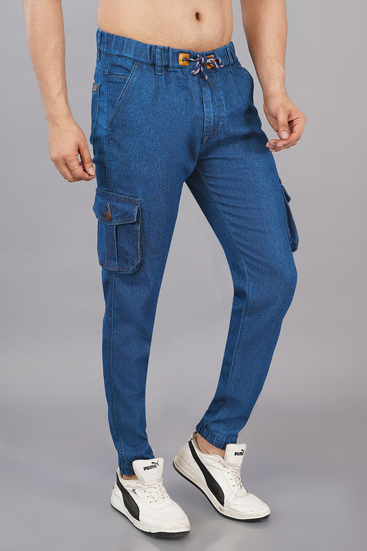 Men's Denim Cargo Jogger ( 3012_Blu )