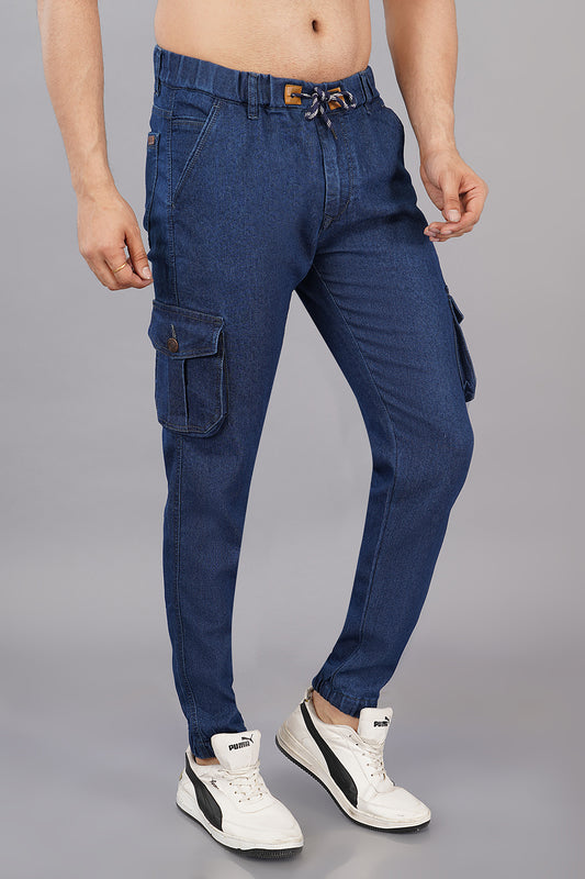 Men's Denim Cargo Jogger ( 3013_Dark-Blu)
