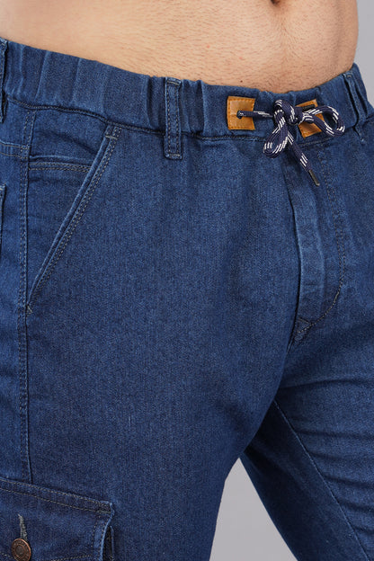 Men's Denim Cargo Jogger ( 3013_Dark-Blu)