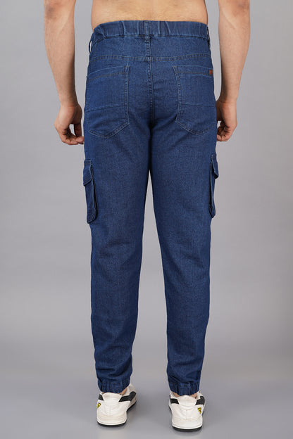 Men's Denim Cargo Jogger ( 3013_Dark-Blu)