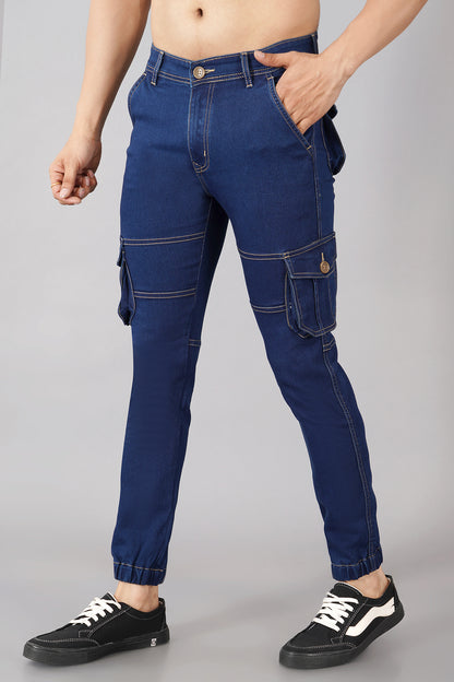 Men's Denim Cargo Jeans ( 5002_Dark-Blu )