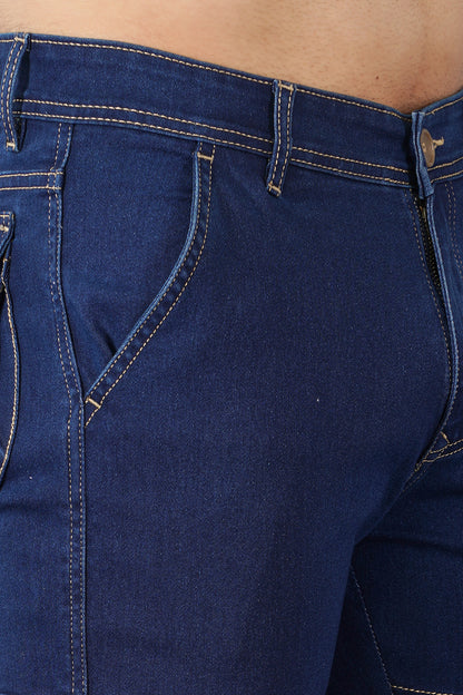 Men's Denim Cargo Jeans ( 5002_Dark-Blu )