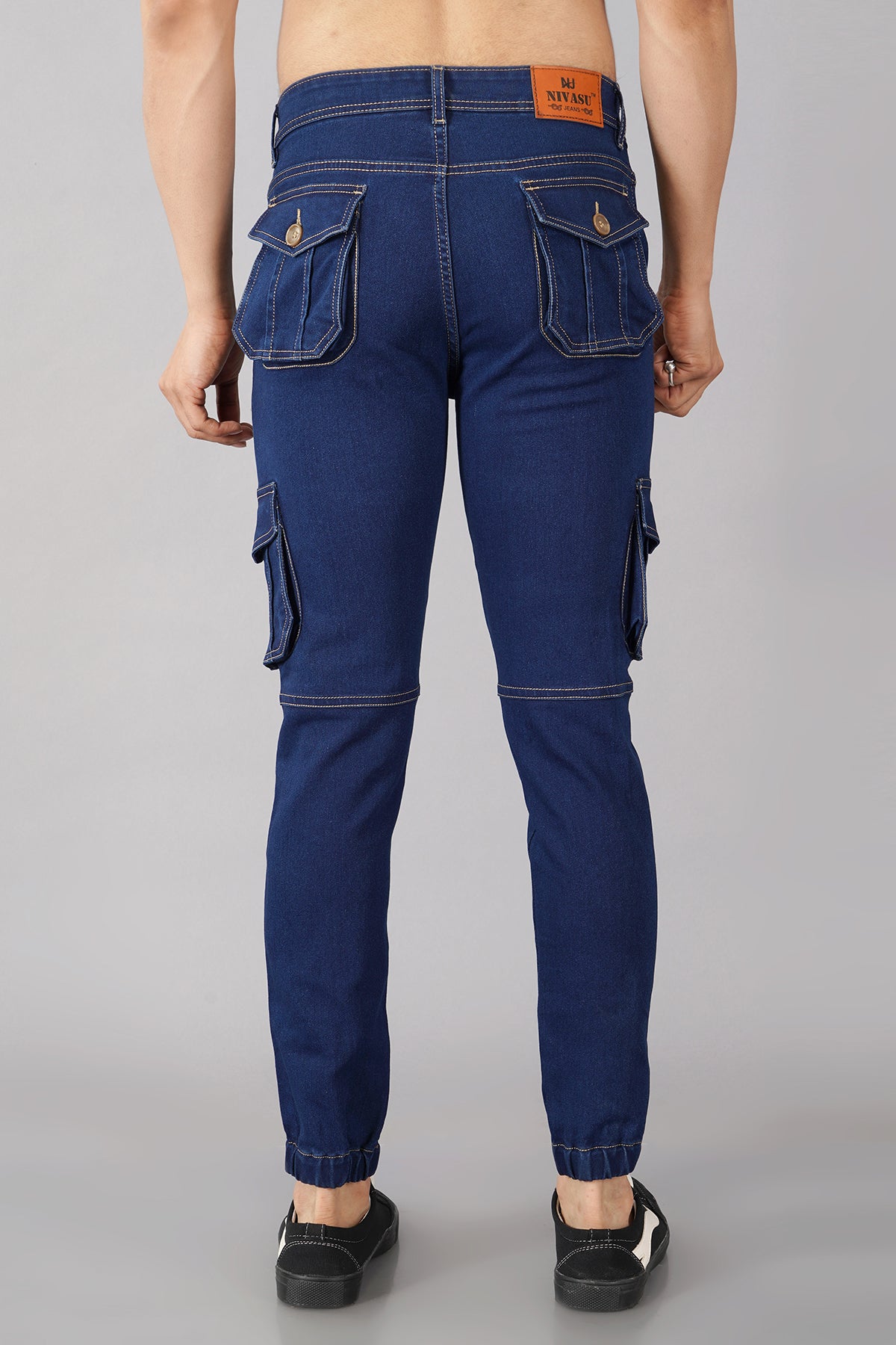 Men's Denim Cargo Jeans ( 5002_Dark-Blu )