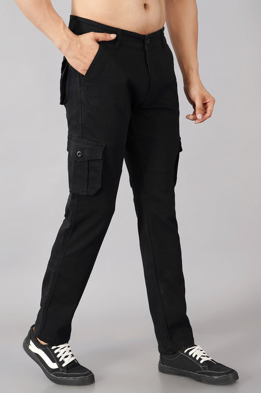 Men's Denim Cargo Jeans ( 6001_Black )