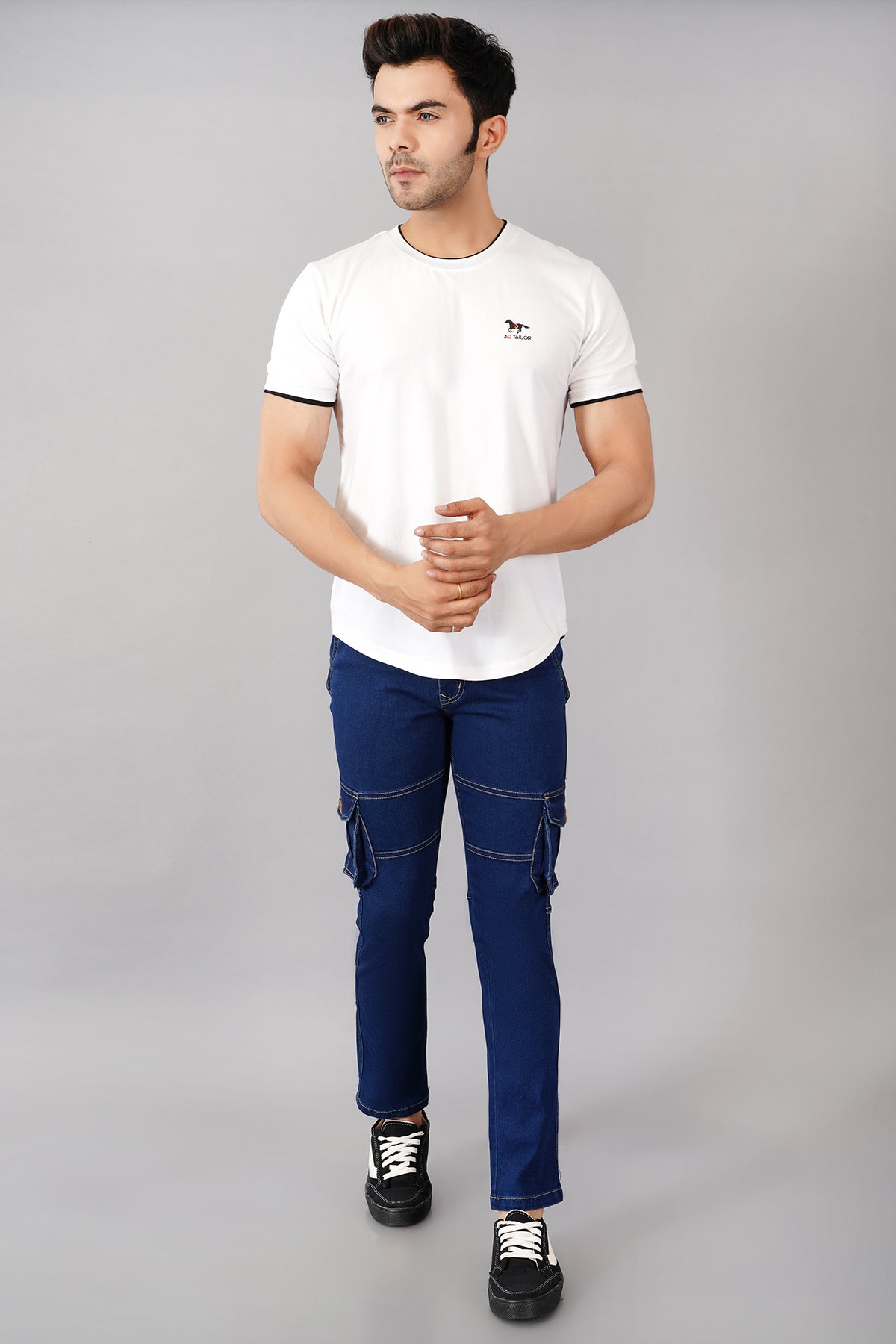 Men's Denim Cargo Jeans ( 6002_Hard_Blu )