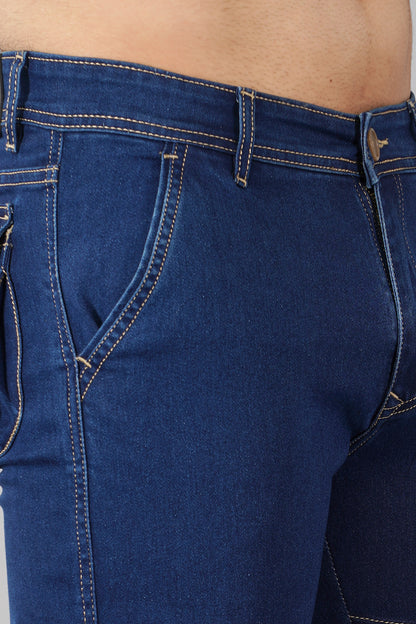 Men's Denim Cargo Jeans ( 6002_Hard_Blu )