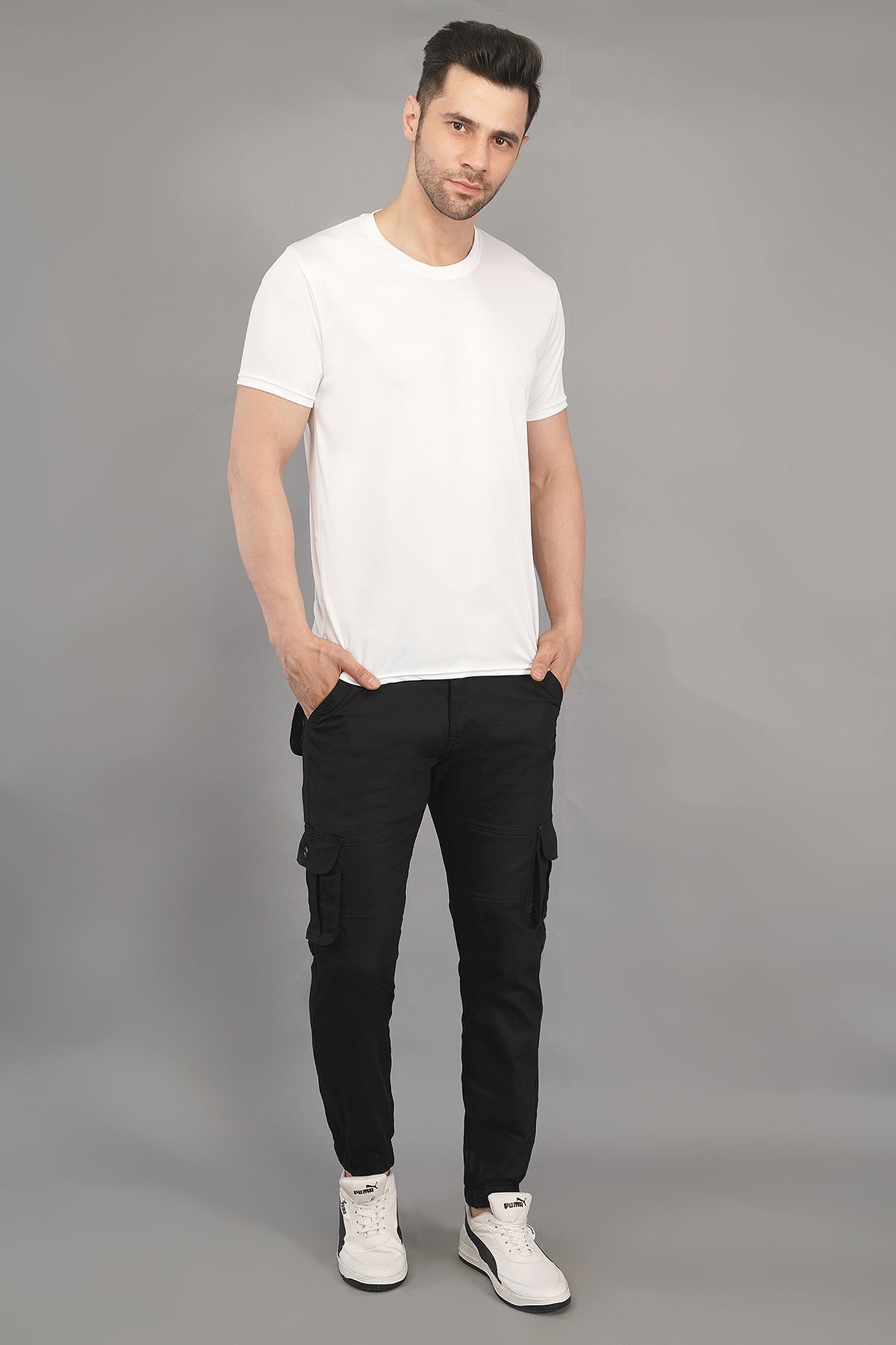 Men's Denim Cargo Jeans ( 4004_Black)