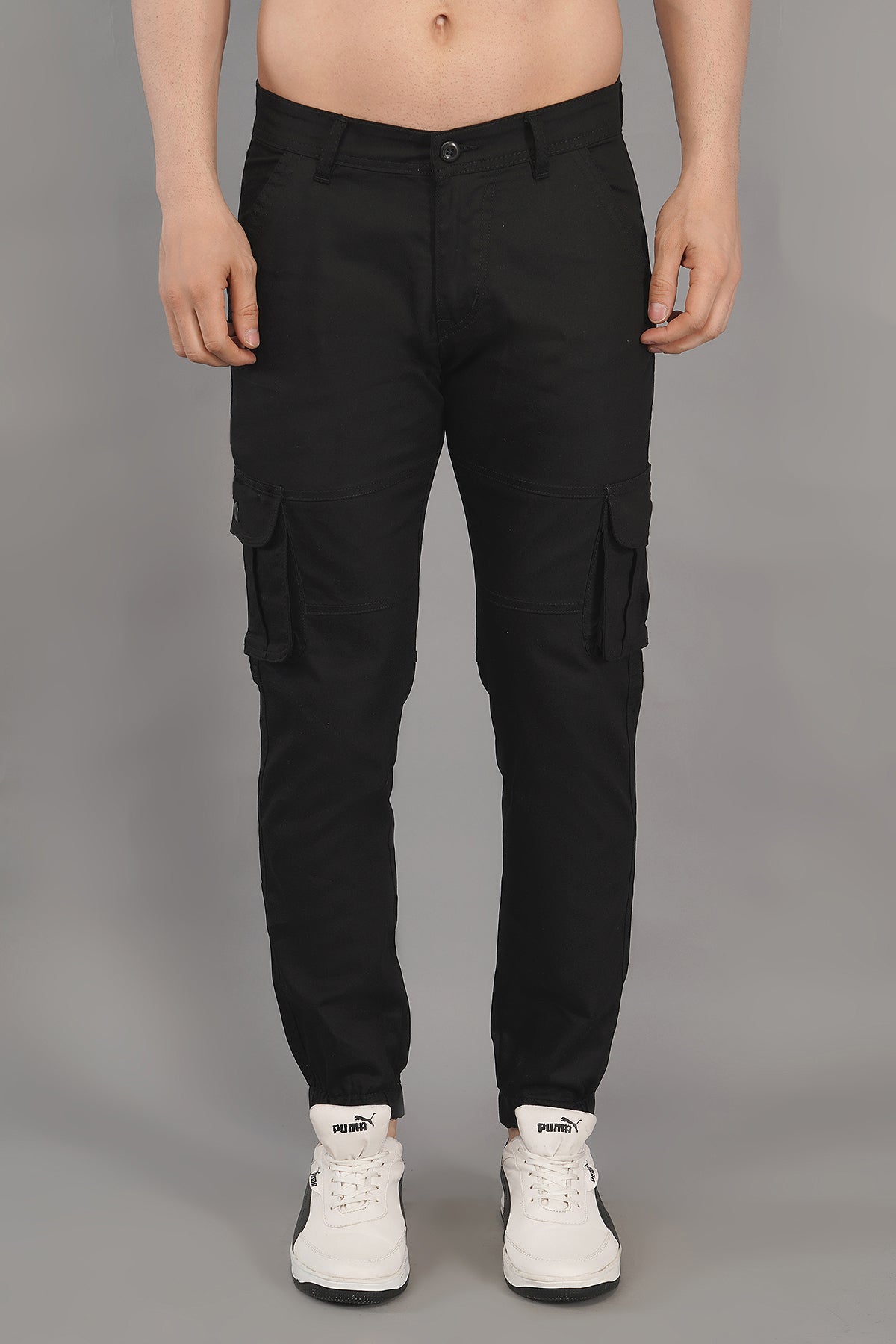 Men's Denim Cargo Jeans ( 4004_Black)