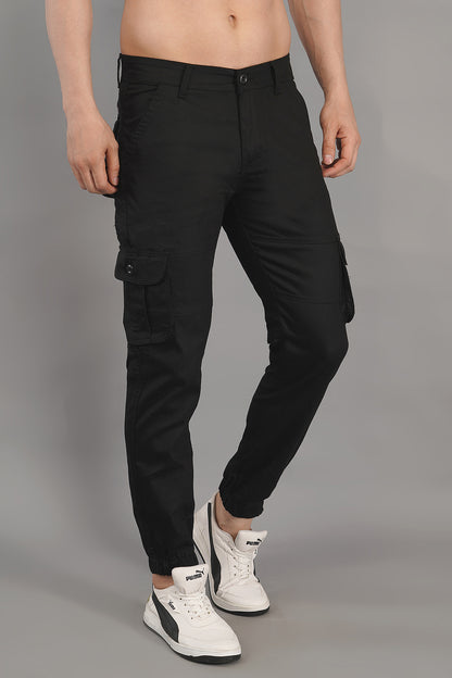 Men's Denim Cargo Jeans ( 4004_Black)