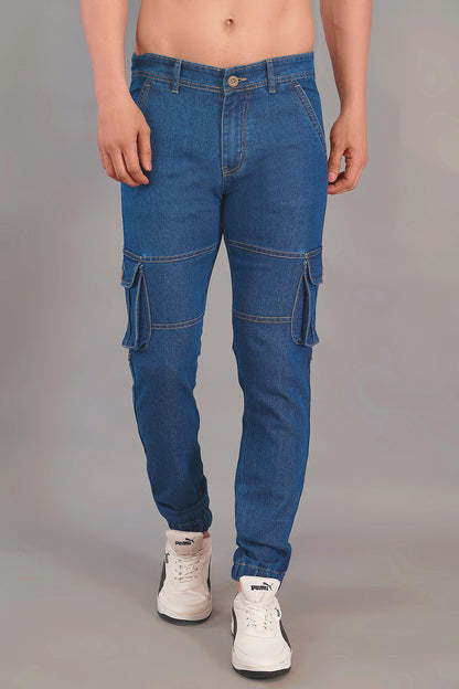 Men's Denim Cargo Jeans ( 4003_Blue)