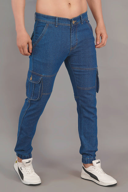 Men's Denim Cargo Jeans ( 4003_Blue)