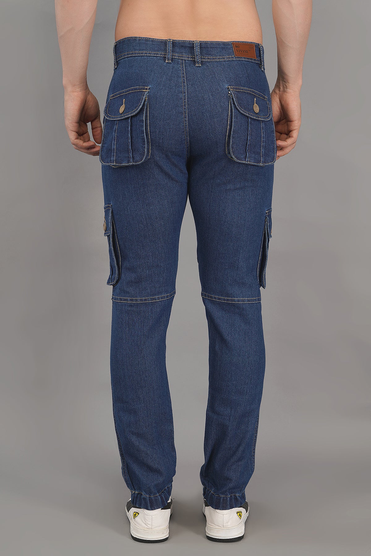 Men's Denim Cargo Jeans ( 4002_Dark-Blu)