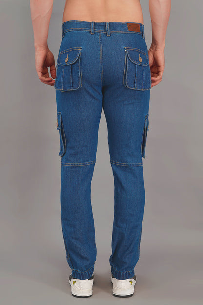 Men's Denim Cargo Jeans ( 4003_Blue)