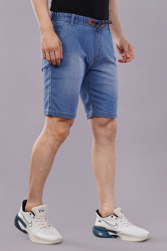 Men Denim Shorts with Drawstring Closure