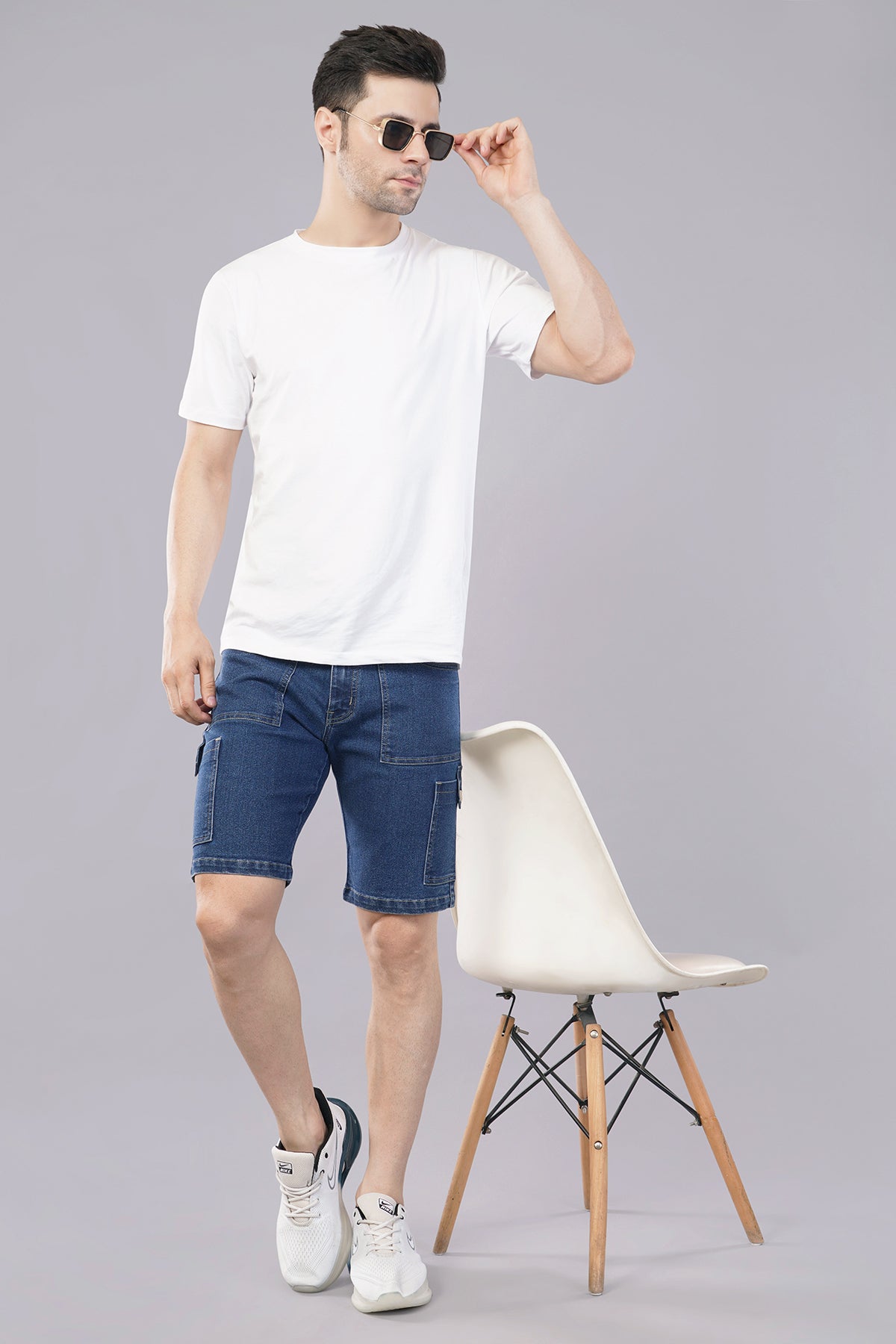 Men Denim Cargo Shorts