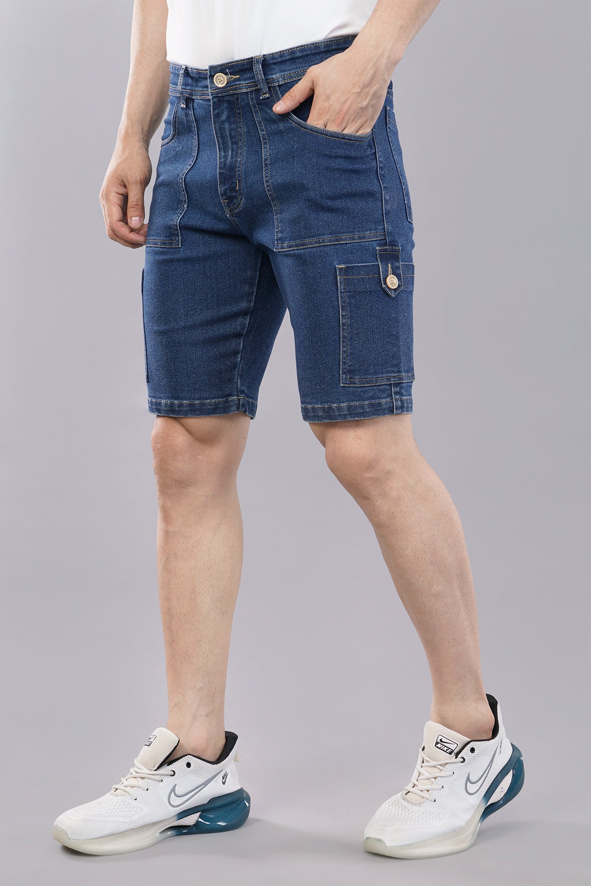 Men Denim Cargo Shorts